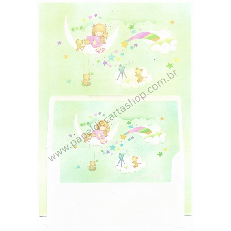 Conjunto de Papel de Carta Vintage Arisu No Heya (Verde)