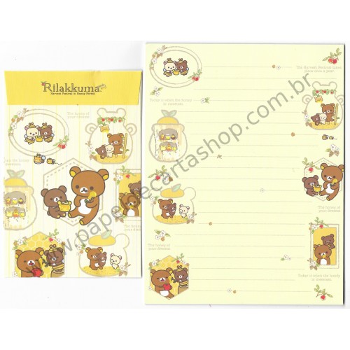 Kit 4 Conjuntos de Papel de Carta Rilakkuma Honey 2017 - San-X