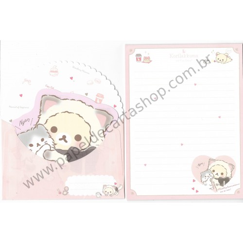 Kit 2 Conjuntos de Papel de Carta Importado Rilakkuma and Cute Cats San-X