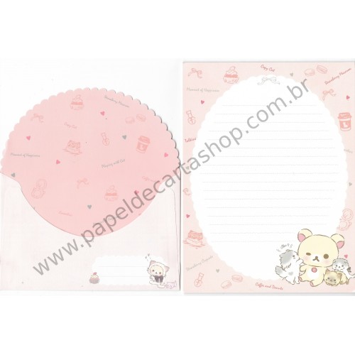 Kit 2 Conjuntos de Papel de Carta Importado Rilakkuma and Cute Cats San-X