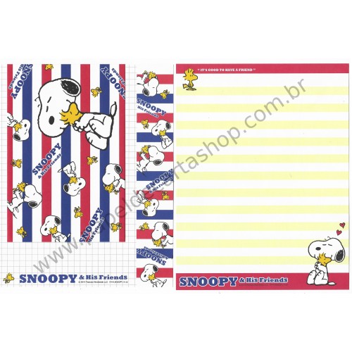 Kit 2 Conjuntos de Papel de Carta Snoopy & His Friends Peanuts 2014