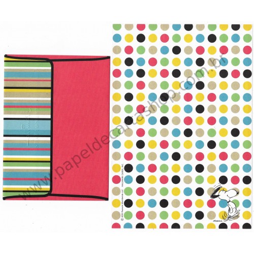 Conjunto de Papel de Carta Snoopy Color Dots Hallmark Stationery