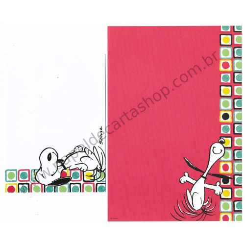 Conjunto de Papel de Carta Snoopy Red & Green Peanuts