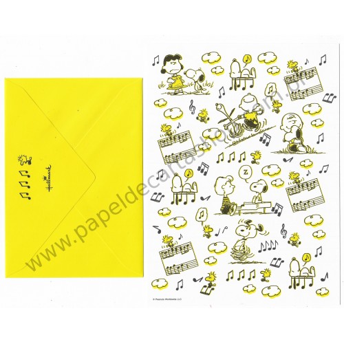 Conjunto de Papel de Carta Snoopy Yellow Hallmark Peanuts Wordwide LCC