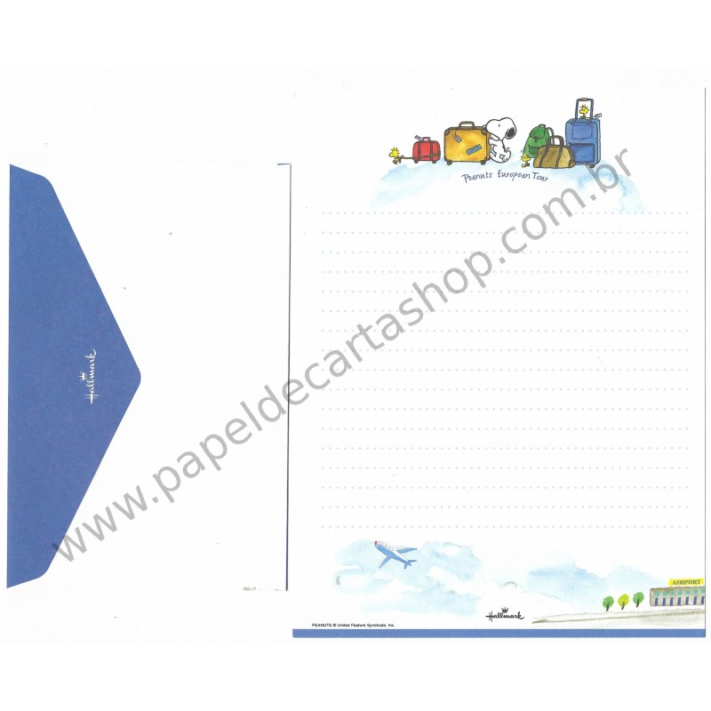 Conjunto de Papel de Carta Peanuts European Tour CAZ Hallmark