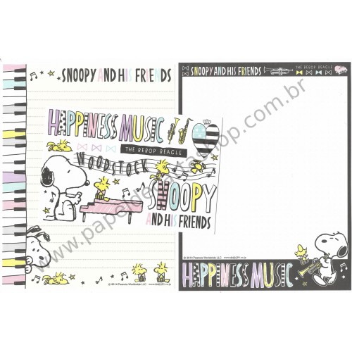 Kit 2 Conjuntos de Papel de Carta Snoopy Happiness Music Peanuts 2010