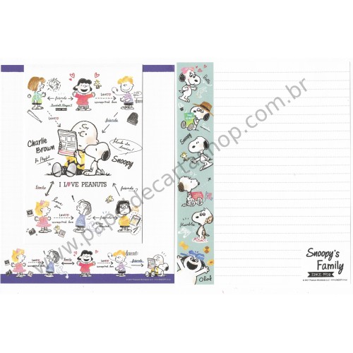 Kit 2 Conjuntos de Papel de Carta Snoopy 's Family Peanuts 2017