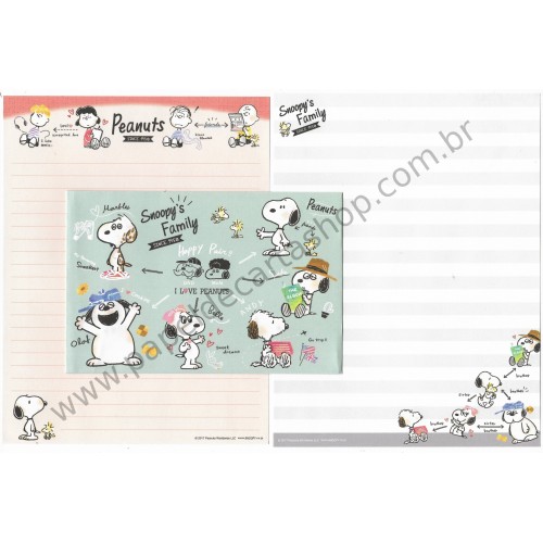 Kit 2 Conjuntos de Papel de Carta Snoopy 's Family Peanuts 2017