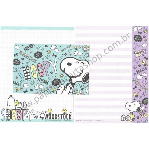 Kit 2 Conjuntos de Papel de Carta Snoopy Beagle Peanuts 2014