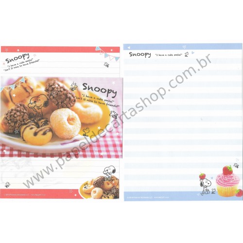 Kit 2 Conjuntos de Papel de Carta Snoopy Candies Peanuts 2014