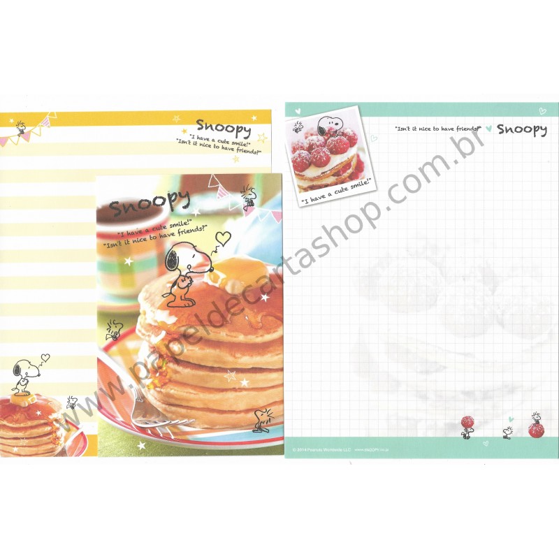 Kit 2 Conjuntos de Papel de Carta Snoopy Candies Peanuts 2014