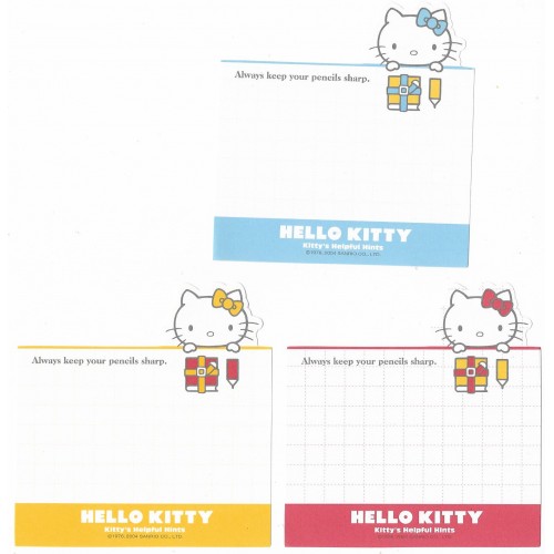 Ano 2004. Kit 3 Notas Hello Kitty's Helpful Hints Sanrio
