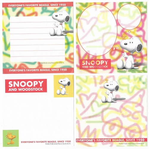 Kit 4 Notas Snoopy & Woodstock Hallmark Japan