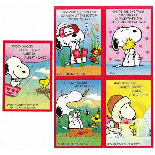 Kit 5 Mini-Cartões de Mensagem Valentines Antigo Importado Snoopy3