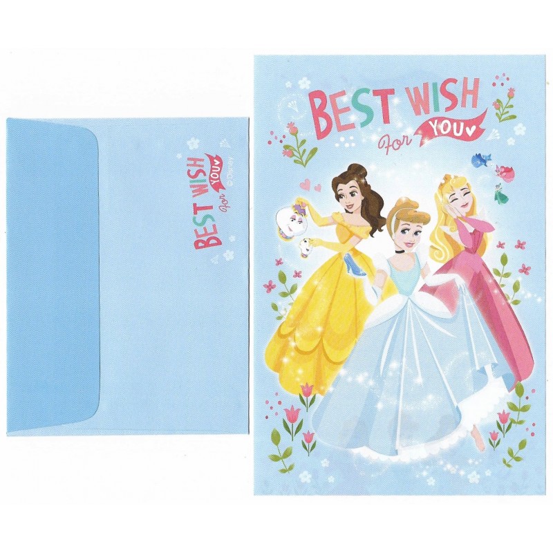 Mini Conjunto de Papel de Carta Disney PRINCESS Best Wishes for You