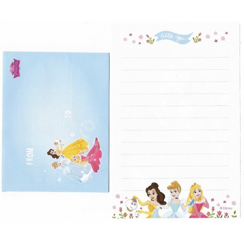 Mini Conjunto de Papel de Carta Disney PRINCESS Best Wishes for You