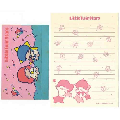 Ano 1985. Conjunto de Papel de Carta Little Twin Stars Vintage Sanrio
