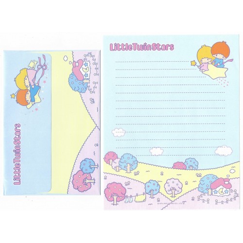 Ano 2003. Conjunto de Papel de Carta Little Twin Stars Silver & Gold C5 Sanrio