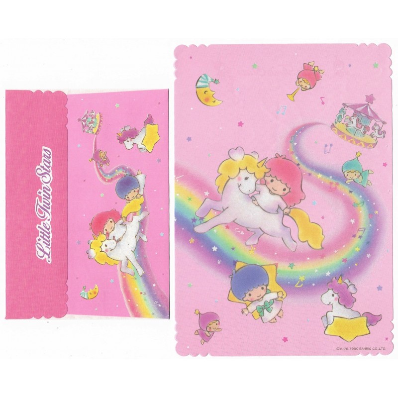 Ano 1990. Conjunto de Papel de Carta Little Twin Stars UNI Sanrio