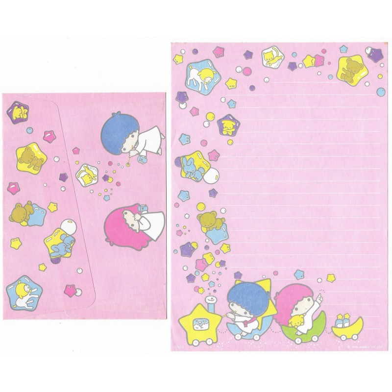 Conjunto de Papel de Carta Antigo Little Twin Stars Bolas de Sabao