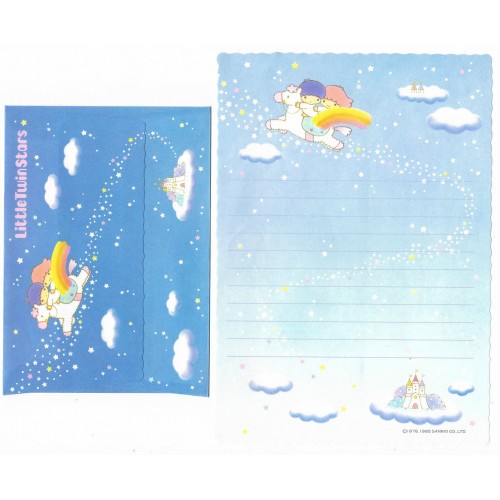 Ano 1985 Conjunto de Papel de Carta Little Twin Stars Pony Sanrio