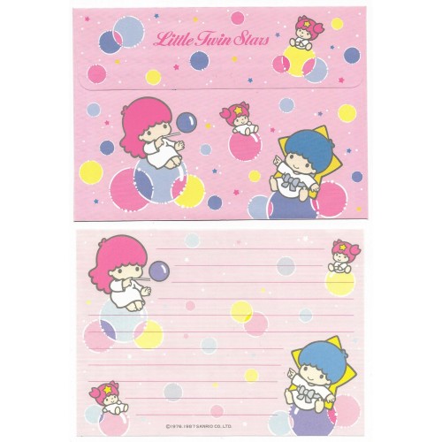 Ano 1987. Conjunto de Papel de Carta Little Twin Stars Bubbles Sanrio