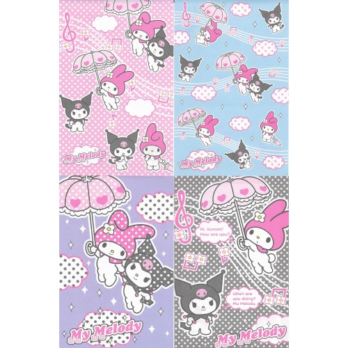 Ano 2005. Kit 4 Notas My Melody & Kuromi Umbrella Sanrio