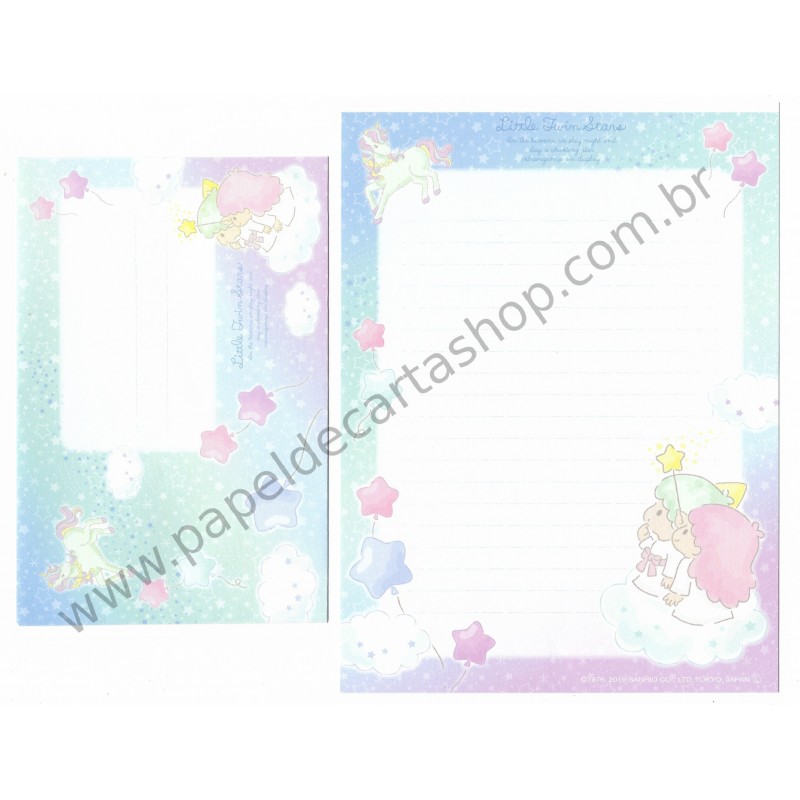 Ano 2015. Conjunto de Papel de Carta Little Twin Stars In the Heaven CAZ Sanrio