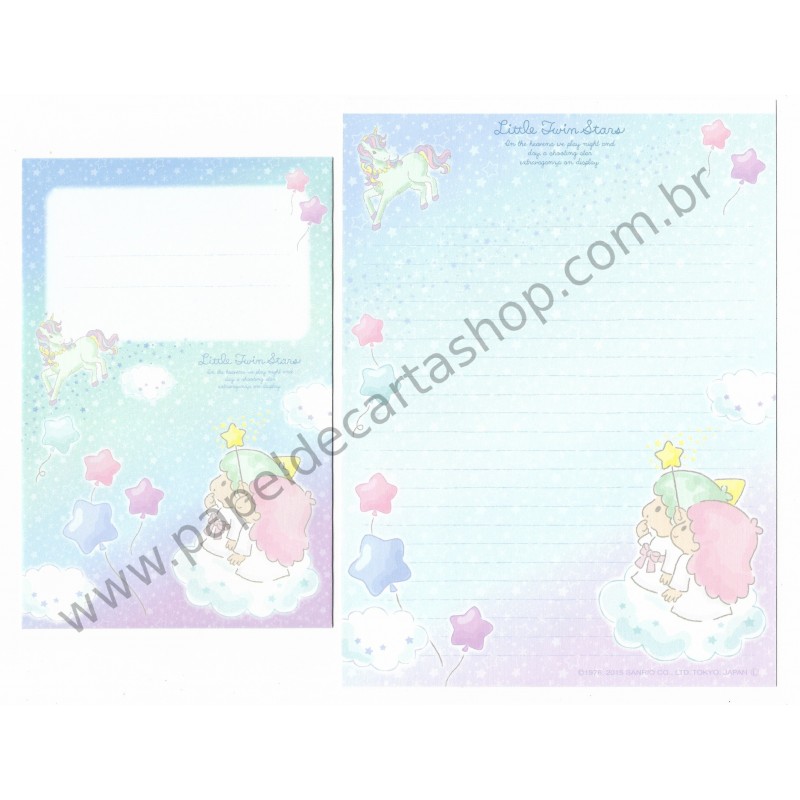 Ano 2015. Conjunto de Papel de Carta Little Twin Stars 212TS Sanrio