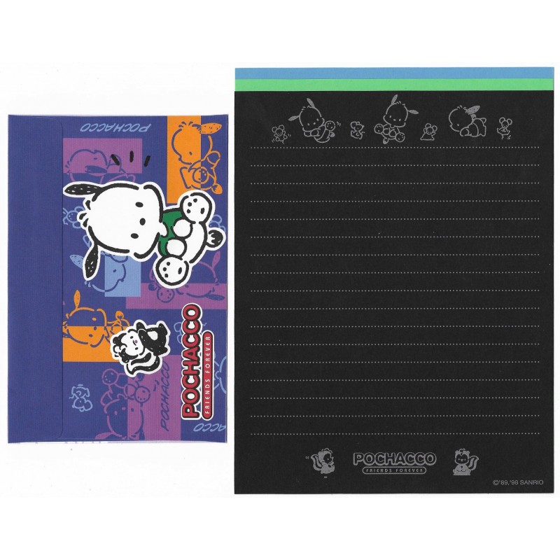 Ano 1998. Conjunto de Papel de Carta Pochacco TRIO Vintage Sanrio