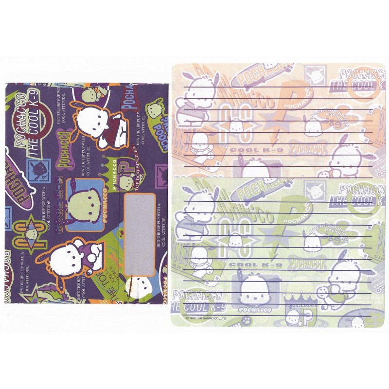 Ano 1997 Conjunto de Papel de Carta Pochacco The Cool Vintage Sanrio