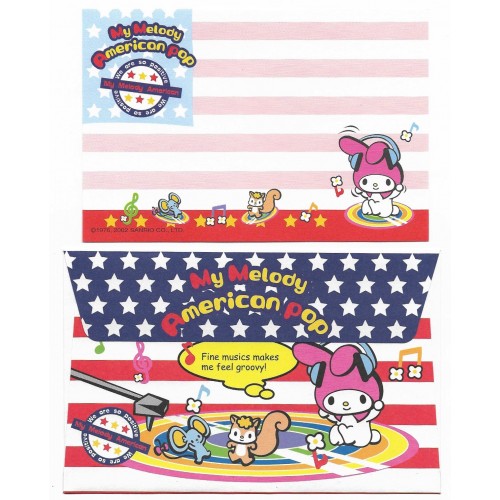 Ano 2002. Conjunto de Papel de Carta P My Melody American Pop Sanrio