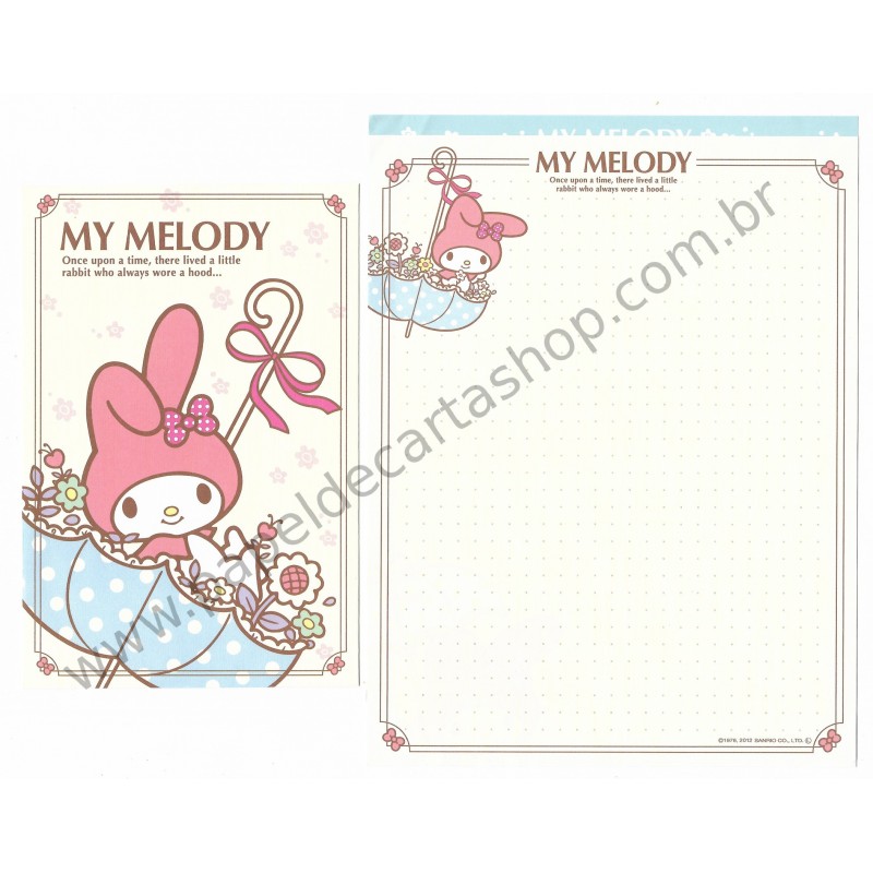 Ano 2012. Conjunto de Papel de Carta My Melody My Umbrella Sanrio