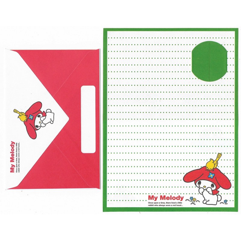 Ano 2006. Conjunto de Papel de Carta My Melody Red Hood Sanrio