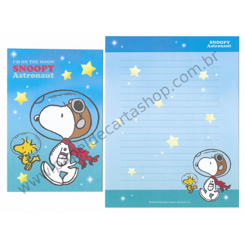 Conjunto de Papéis de Carta Snoopy Astronaut CAZ - Peanuts