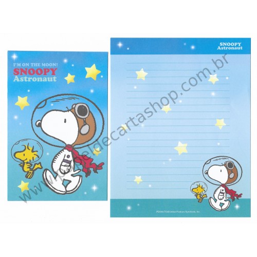 Conjunto de Papéis de Carta Snoopy Astronaut CAZ - Peanuts