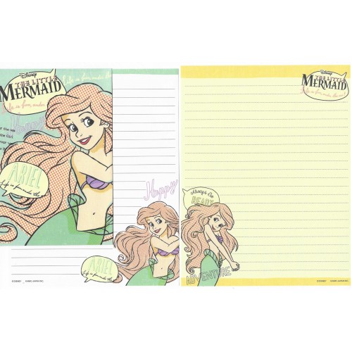 Kit 2 Conjuntos de Papel de Carta Importado Disney Little Mermaid