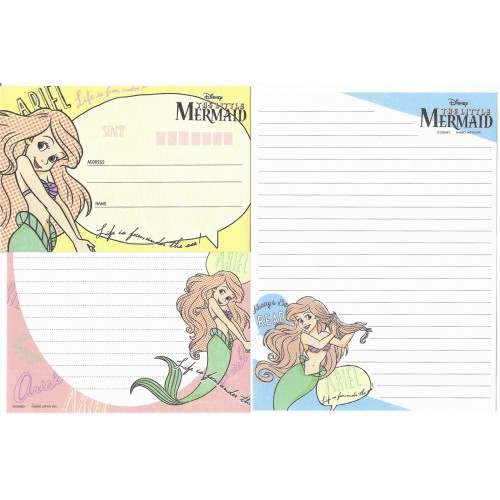 Kit 2 Conjuntos de Papel de Carta Importado Disney Little Mermaid