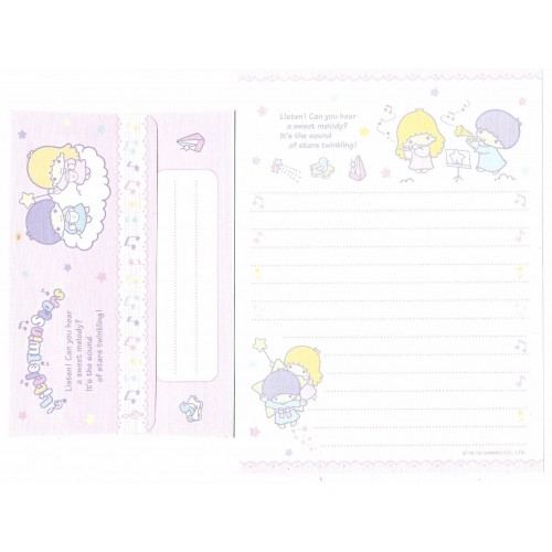 Ano 2005. Conjunto de Papel de Carta Little Twin Stars Music Sanrio