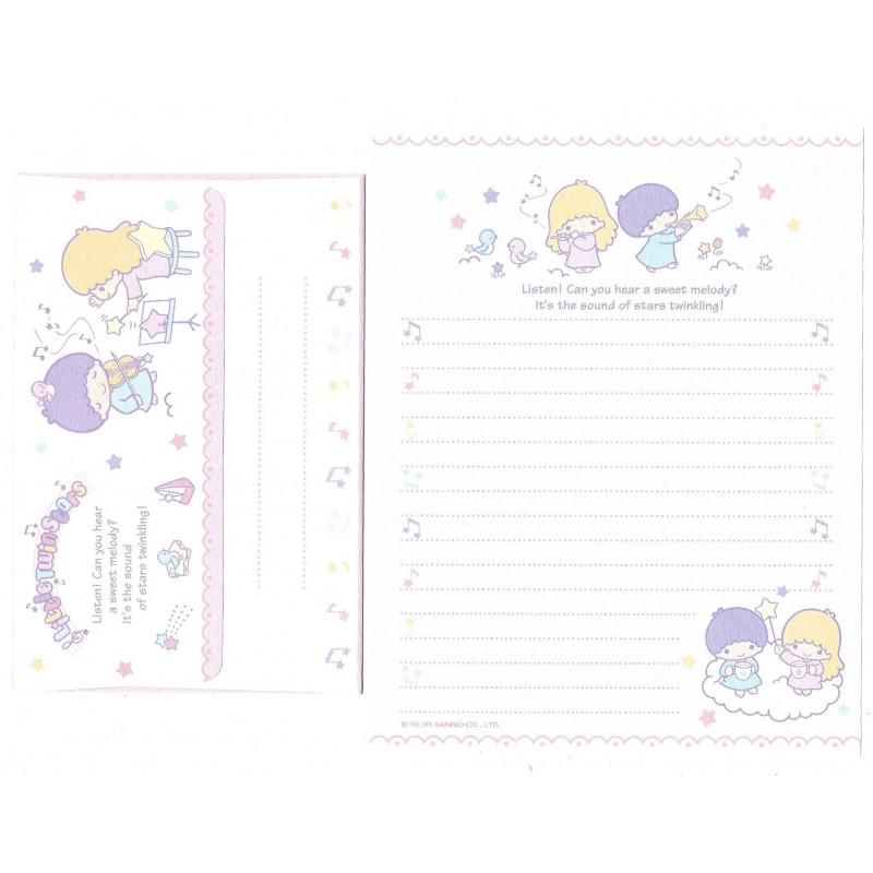 Ano 2005. Conjunto de Papel de Carta Little Twin Stars Music2 Sanrio