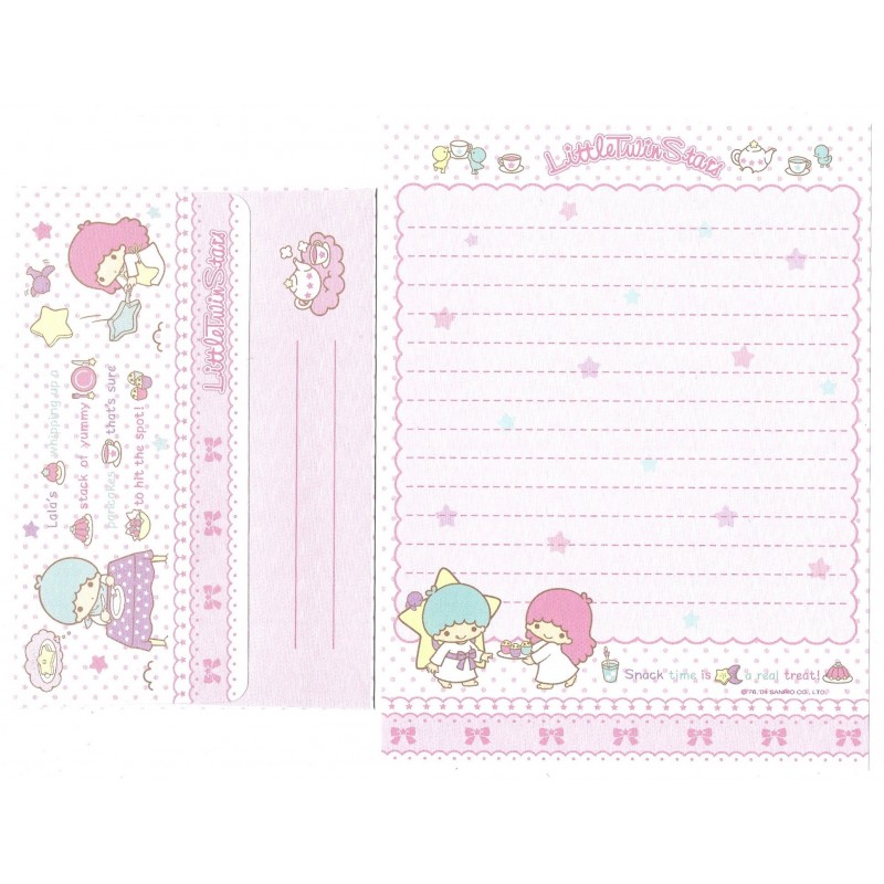 Ano 2004. Conjunto de Papel de Carta Little Twin Stars Snack Sanrio