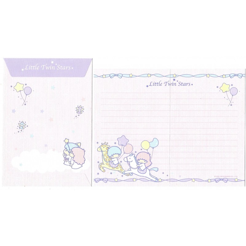 Ano 2010. Conjunto de Papel de Carta Little Twin Stars Balloon Sanrio