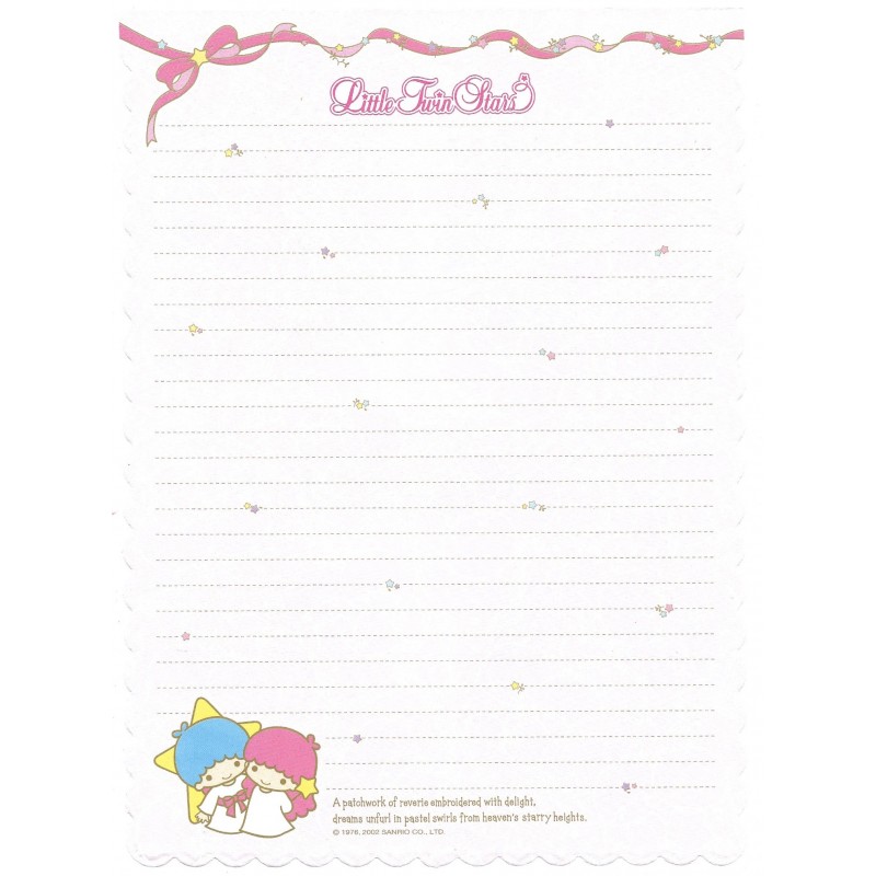 Ano 2002. Papel de Carta A4 Little Twin Stars Sanrio