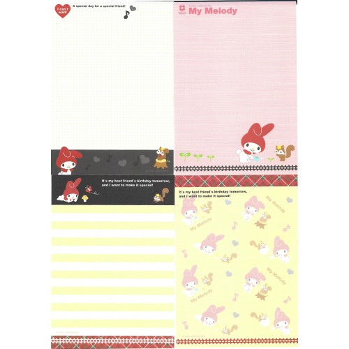 Ano 2009. Kit 4 Notas My Melody I Can't Wait Sanrio
