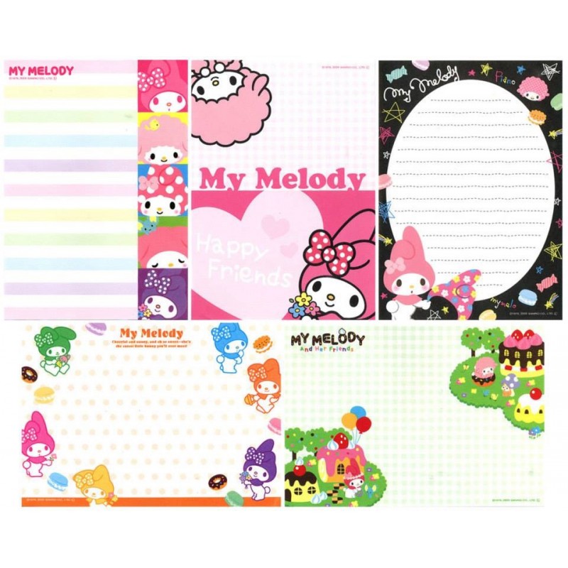 Ano 2009. Kit 5 Notas My Melody Sweet Sanrio