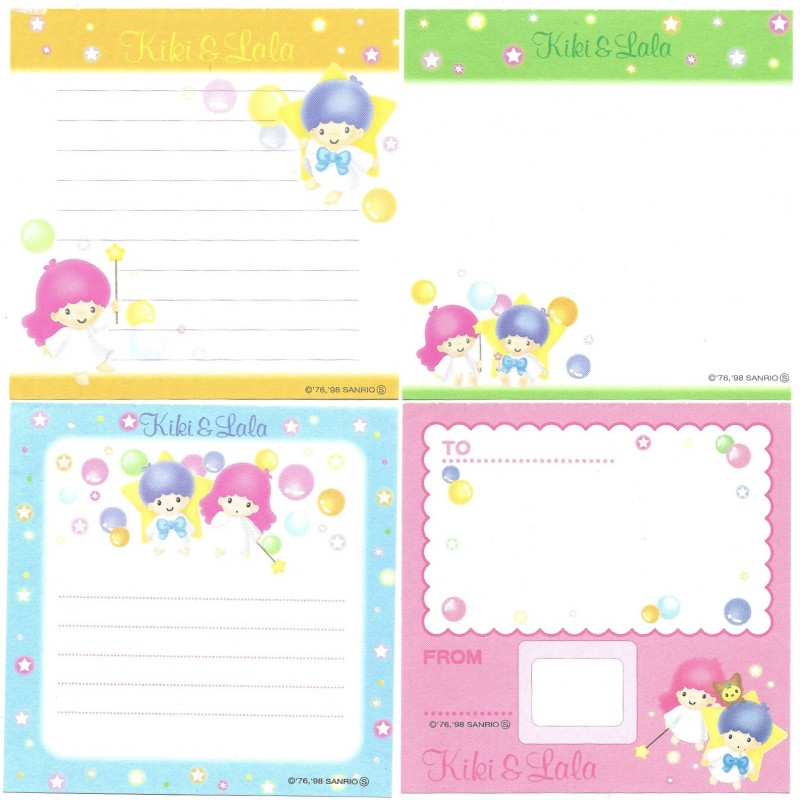 Ano 1998. Kit 4 Notas Kiki & Lala Sanrio