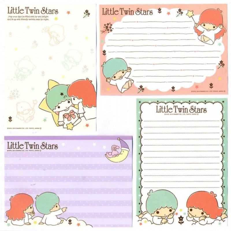 Ano 2014. Kit 4 NOTAS Little Twin Stars Joy & Delight Sanrio