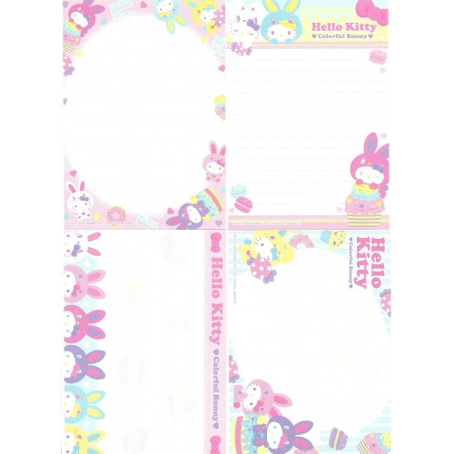 Ano 2010. Kit 4 Notas Hello Kitty Colorful Bunny Sanrio