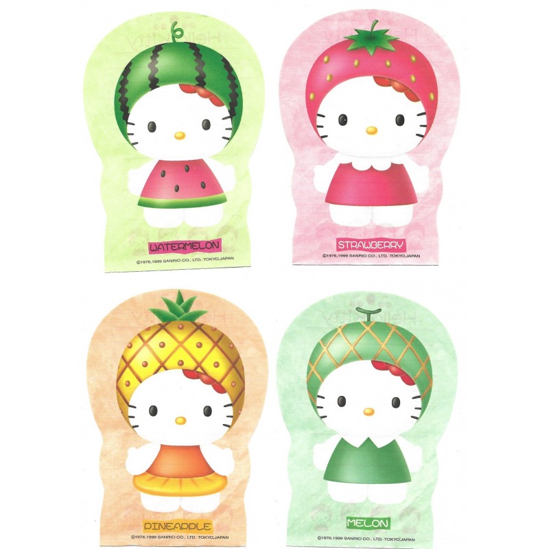 Ano 1999. Kit 4 Notas Hello Kitty Vivitix Fruits Sanrio