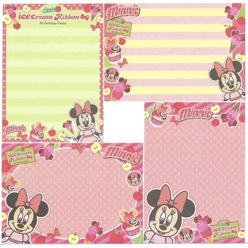 Kit 4 NOTAS Minnie Ice Cream Ribbon Disney Sun-Star